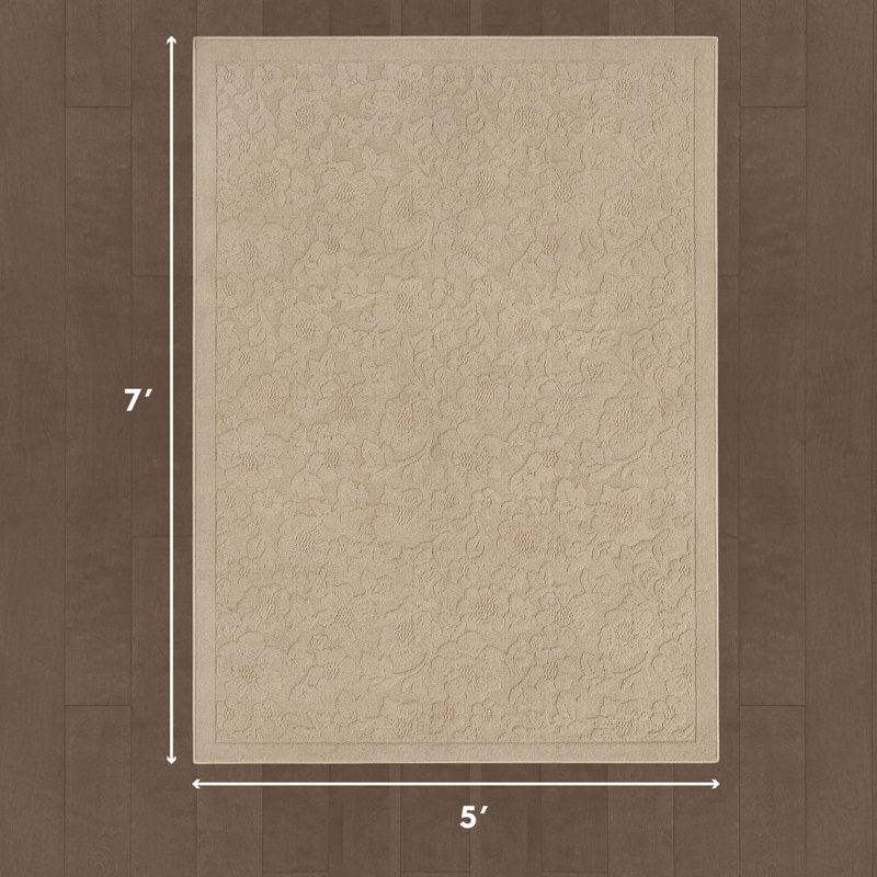 Laura Ashley Rosemoor Hi-Low Tufted Rugs, Beige, Rectangle 5' x 7'