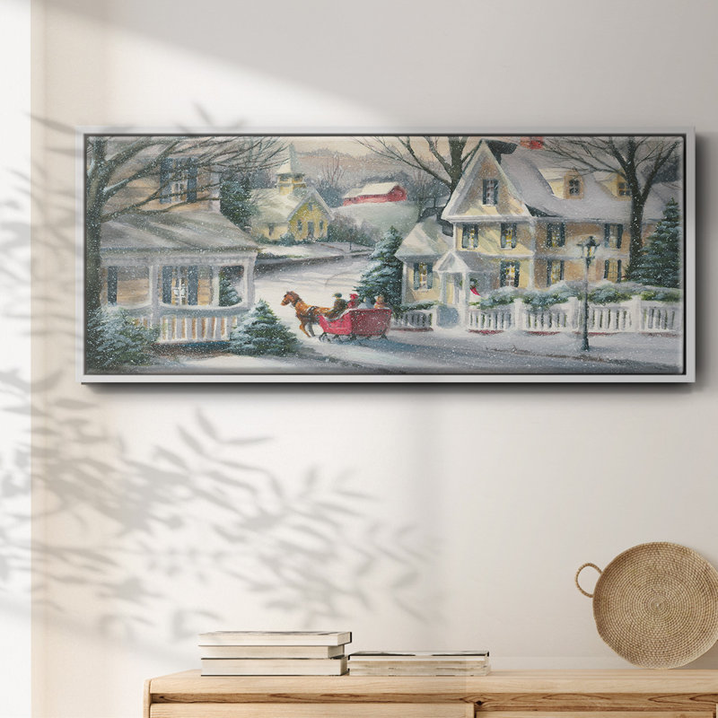 Village Traîneau à traîneau - Toile encadrée, H 12 po x l 30 po