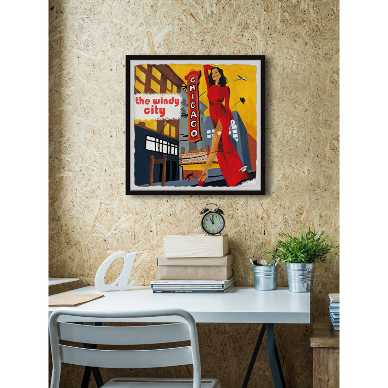«Lady In Red» par - Peinture encadrée, H 32 po x l 32 po x P 1,5 po