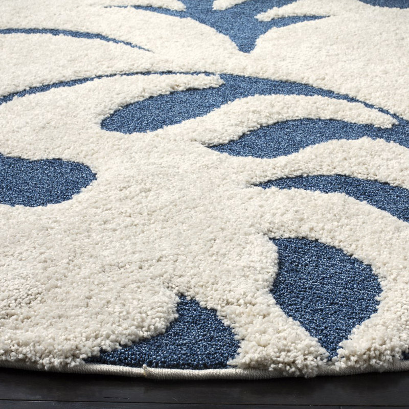 Tapis à motif floral à longs poils caduques morterich Florida, Rond 6 pi 7 po