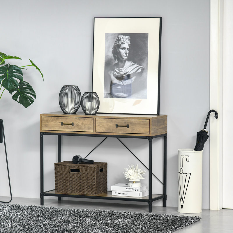 Console vintage avec tiroirs et tablette de rangement
