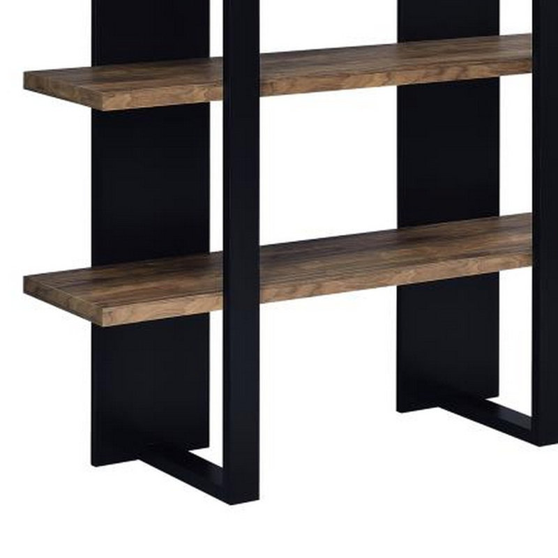 Étagère à livres H 70,75 "x l 47,25", Noir / noyer vieilli