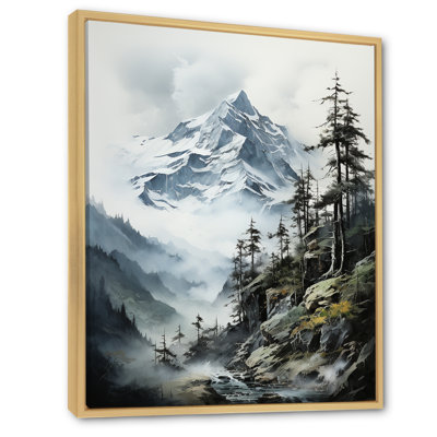Dantrel vert, montagnes blanches, majestueux pics d'hiver - montagnes, art mural