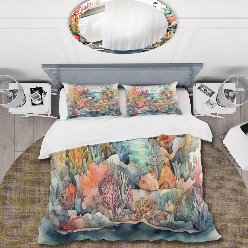 Ensemble de housse de couette en microfibre / polyester Vibrant Coral Reef II Bedding