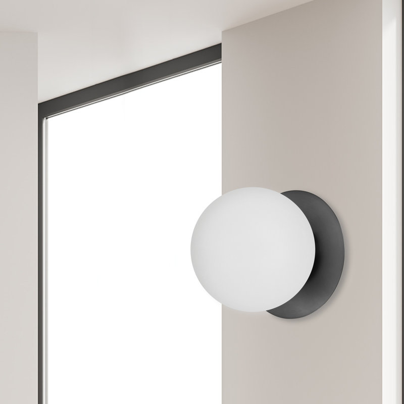 Bronwood Steel Flush Mounted Sconce, Matte Black, White