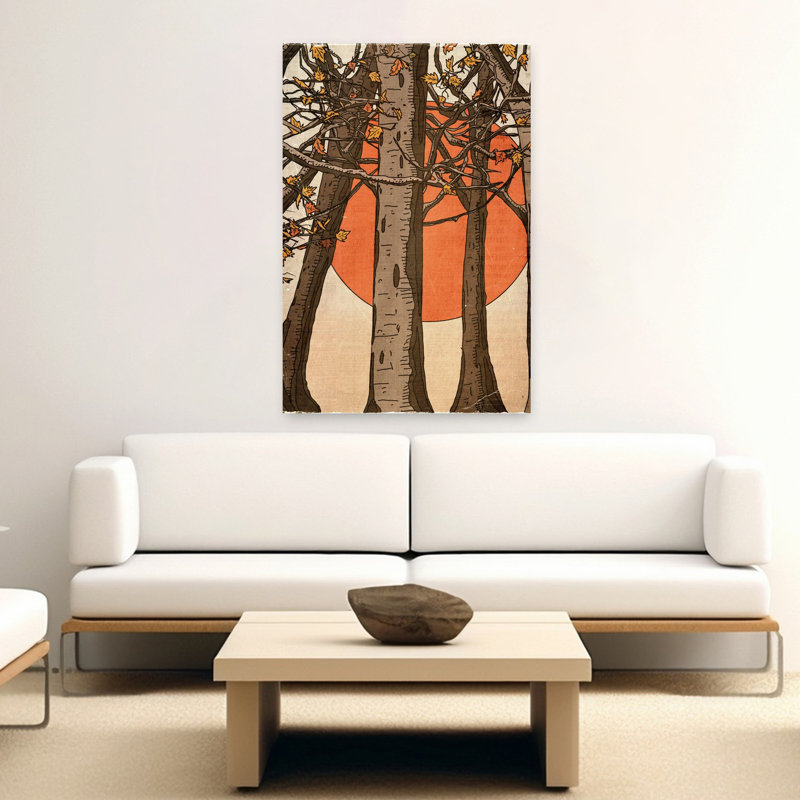 Contemporary Art Minimalist Rustic Serene Autumn Forest Wall Art - Wrapped Canvas Print, 152.4 cm H x 101.6 cm W