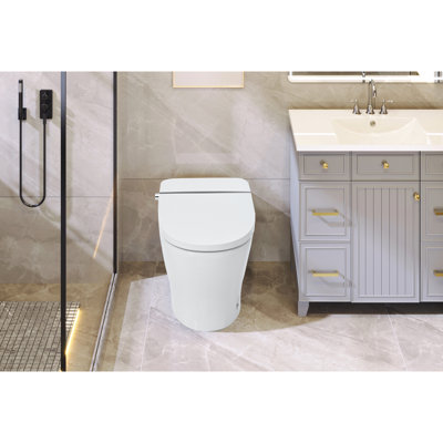 Upmarket Toilet With Self-Cleaning Wand, Dual Flush 1/1.28 , Foot Sensor Flush, White Night , Knob Control, Cold Water Wash, Strong Soft Close, Immaculate Compact, Pristine