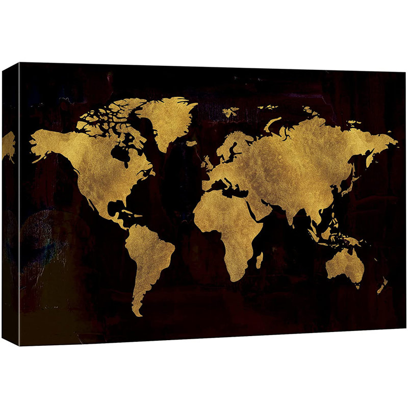 Carte du monde paysage des îles - impression sur toile tendue, H 12 po x l 18 po x P 1,5 po