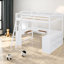 Lit mezzanine avec rangement, lit double en bois aggloméré moderne et compact pour la maison