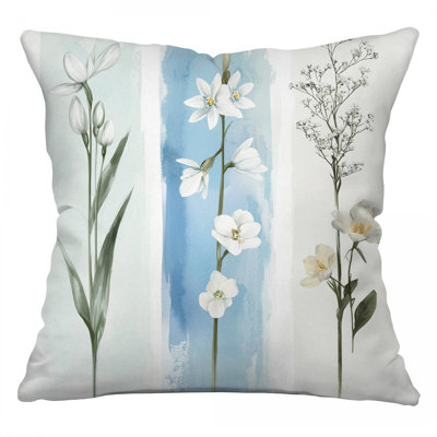 Botanical Throw Pillow, Floral Cotton Twill Pillows