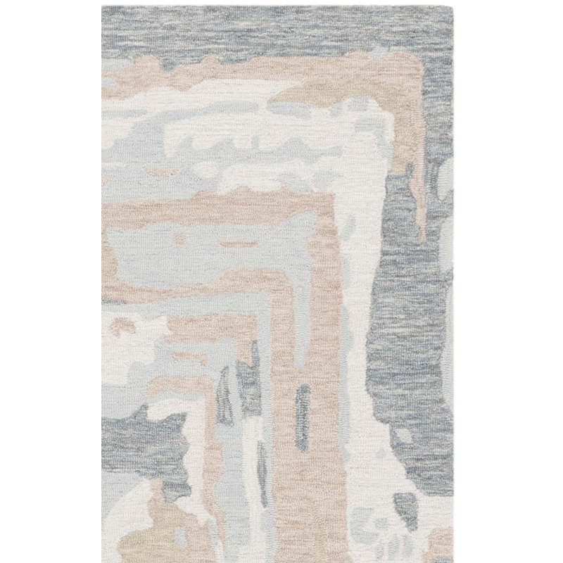 Ebony 924 Hand Tufted Wool/Cotton Abstract Rug in Gray/Ivory, Rectangle 5' x 8'