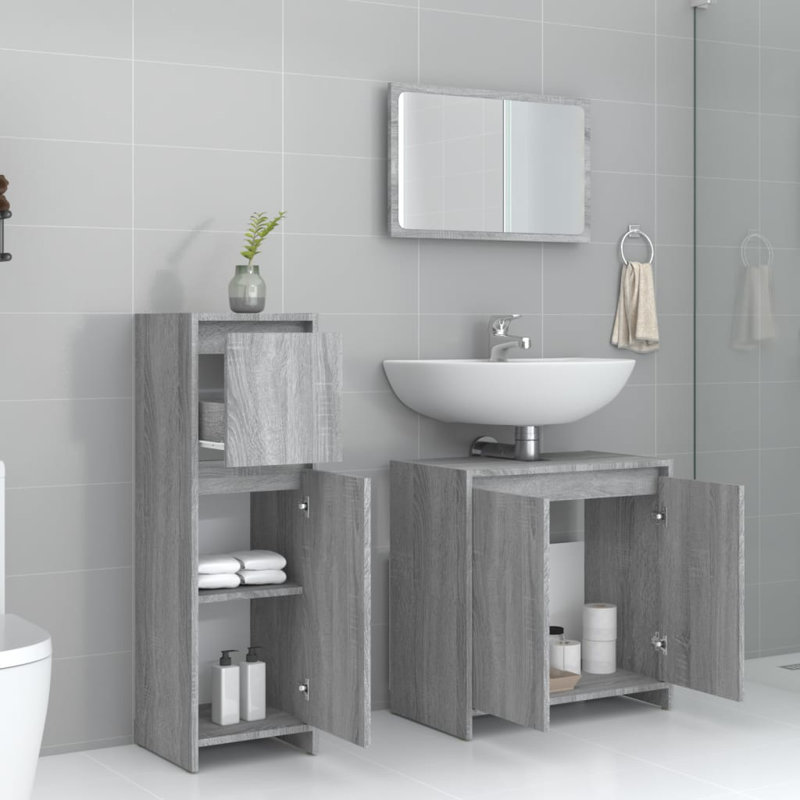 Askwith Bathroom Storage Furniture Set, Grey Sonoma
