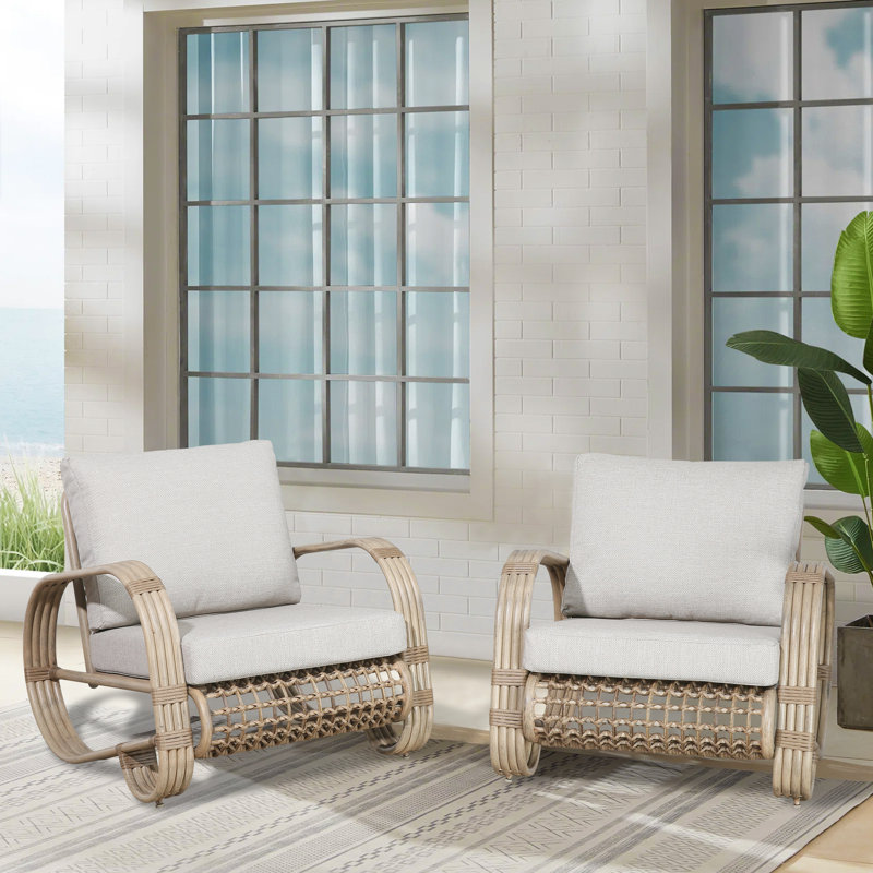 Patio Aluminum / Pe Wicker Club Chairs And Loveseat