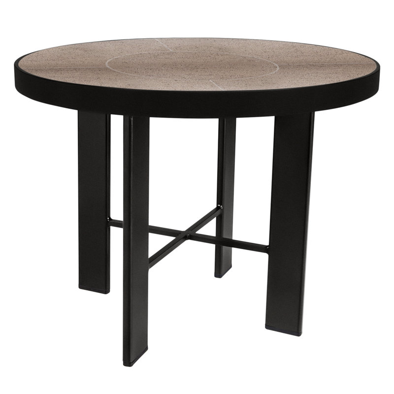 Tables Outdoor Round Side Table, Canyon Taupe, Carbon Black