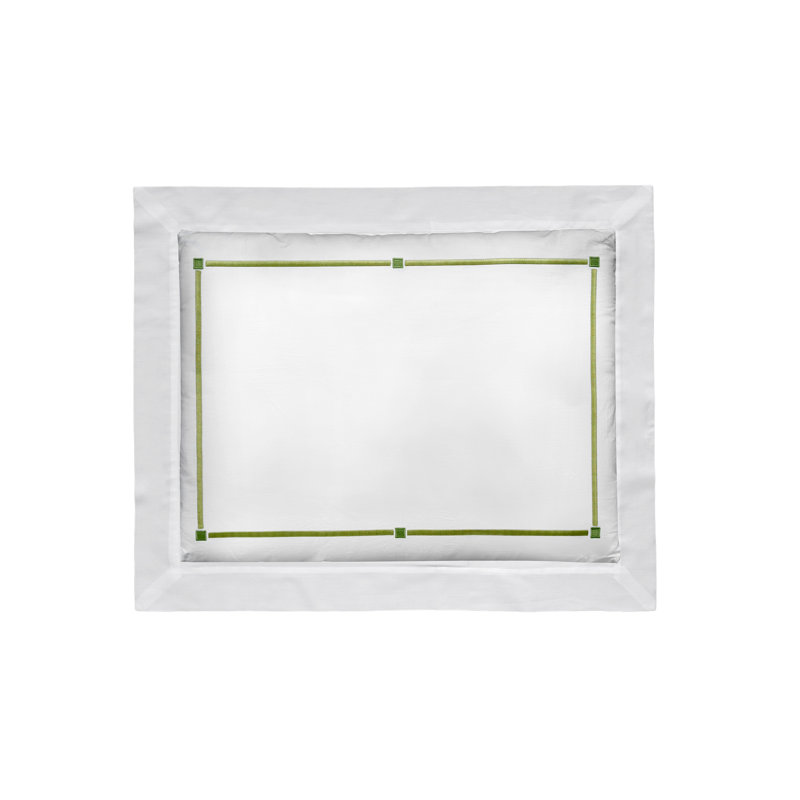 Falesia Embroidery White with Green Embroidery Sham, Standard