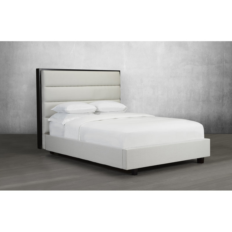 Lit plateforme avec rangement rembourré Haltwhistle, Blanc cassé, Grand