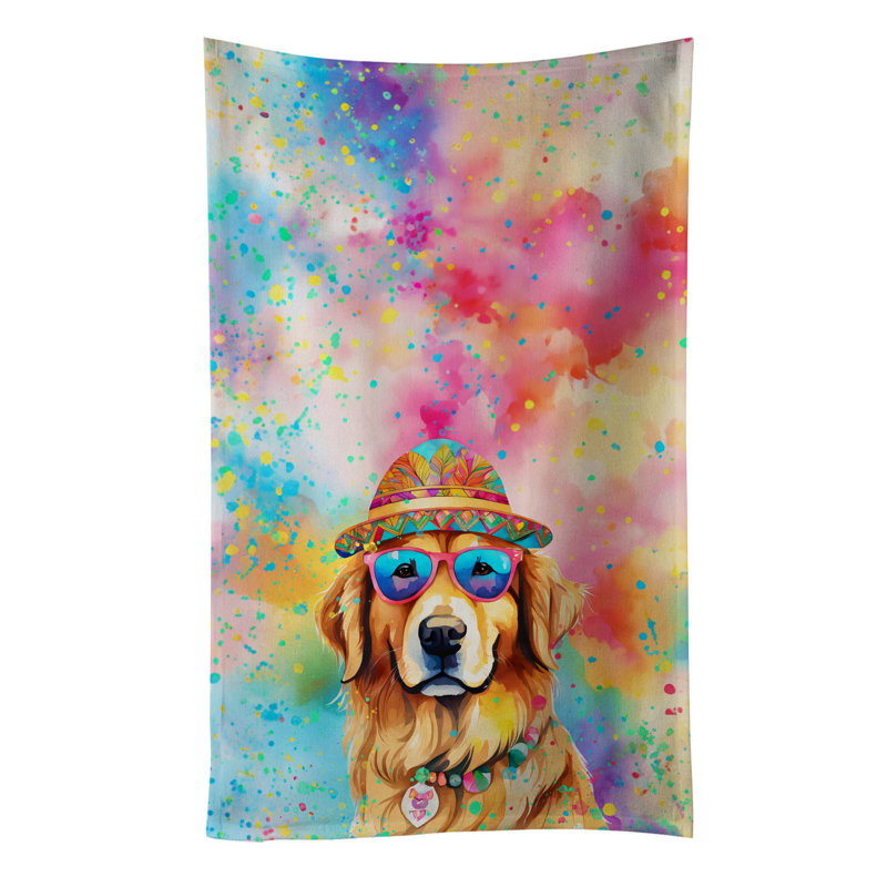 Golden Retriever Hippie Dawg Kitchen Towel