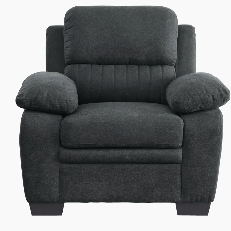 Canapé moelleux en tissu texturé gris foncé, Gris foncé