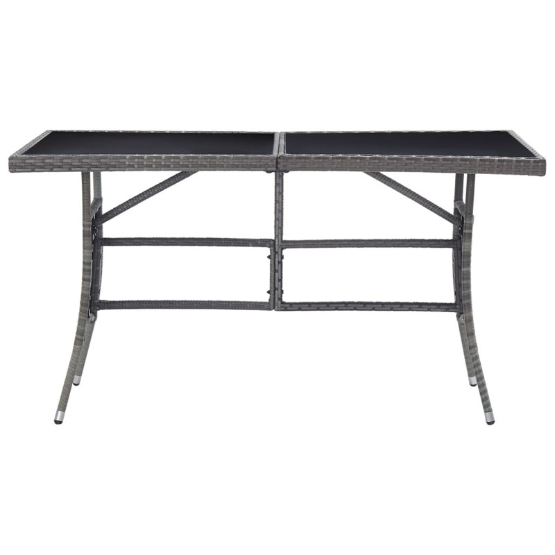 Garden Table 140X80x74 Cm Poly Rattan, Black, Grey