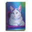 Art mural en métal luxueux «Rainbow White Cat» par Rebecca Wang Art-106413416