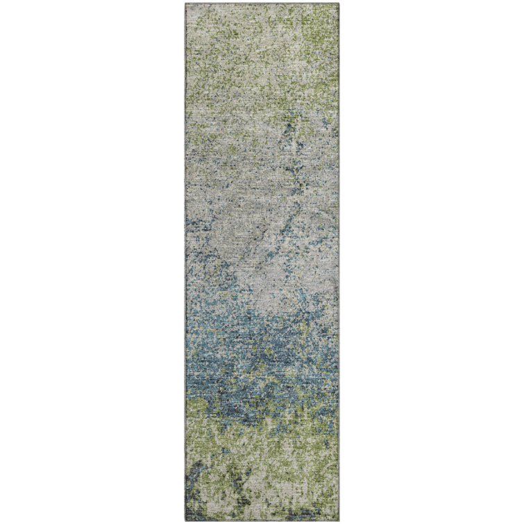 Premium Machine Washable Euriah Green Rug