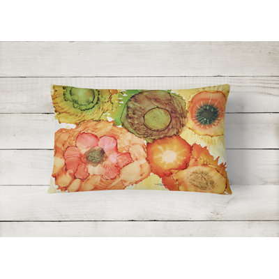  Abstract Flowers Blossoms Fabric Indoor/Outdoor Throw Pillow