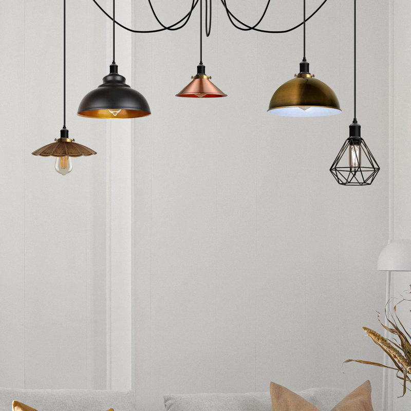 Rotella 5 - Light Black/Yellow Brass/Brushed Copper Cluster Pendant