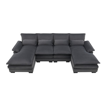 110*55" Modern U-Shaped Sectional Sofa With Waist Pillows