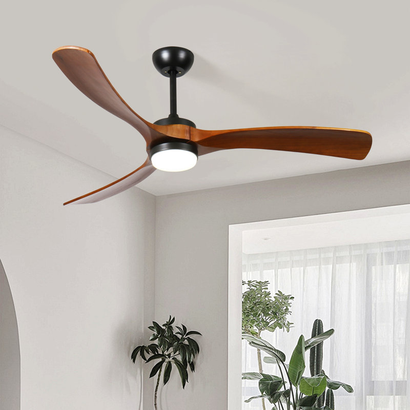 60-Inch 3-Blade Solid Wood Ceiling Fan Light