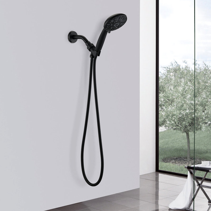 Handheld Shower In Matte Black With 7 Spray Options And Long-Lasting Build Settings Adjustable Support