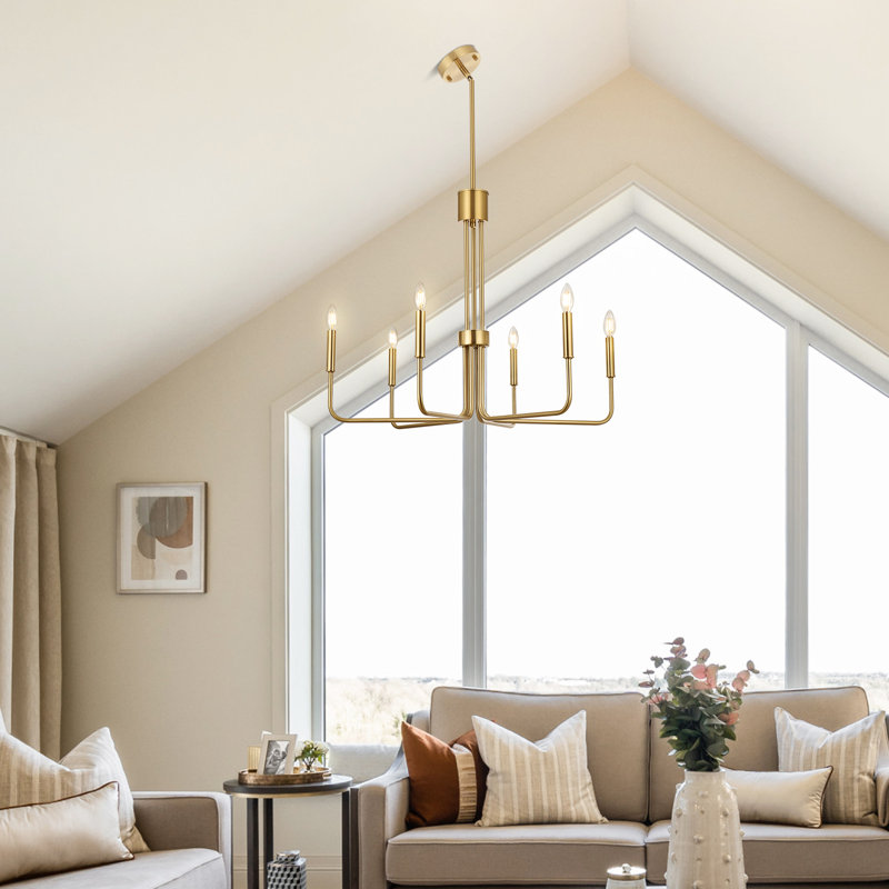 Lustre classique à 6 lumières de style bougie, Doré