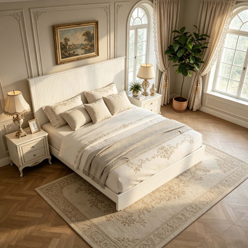 Solid Wood Bed Frame, Queen, White