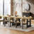 71" Farmhouse Oak And Black Dining Table For 6-8, Large Rustic Rectangular Kitchen & Dinner Table With Solid Wood Legs, Vintage Centerpiece For Dining Room & Living Room