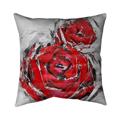 Abstract Red Roses Square Throw Pillow