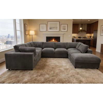 Aneea 167.5" Wide Reversible Modular Corner Sectional with Ottoman
