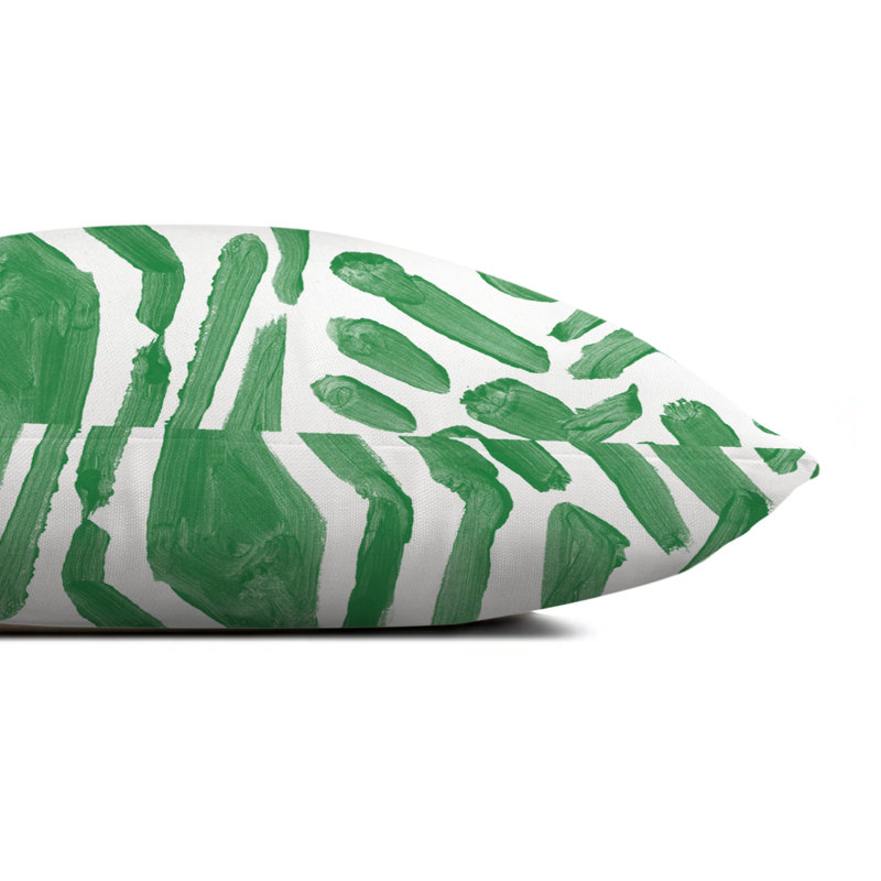 Abstract Outdoor Reversible Throw Pillow, 14" H x 20" W, Green