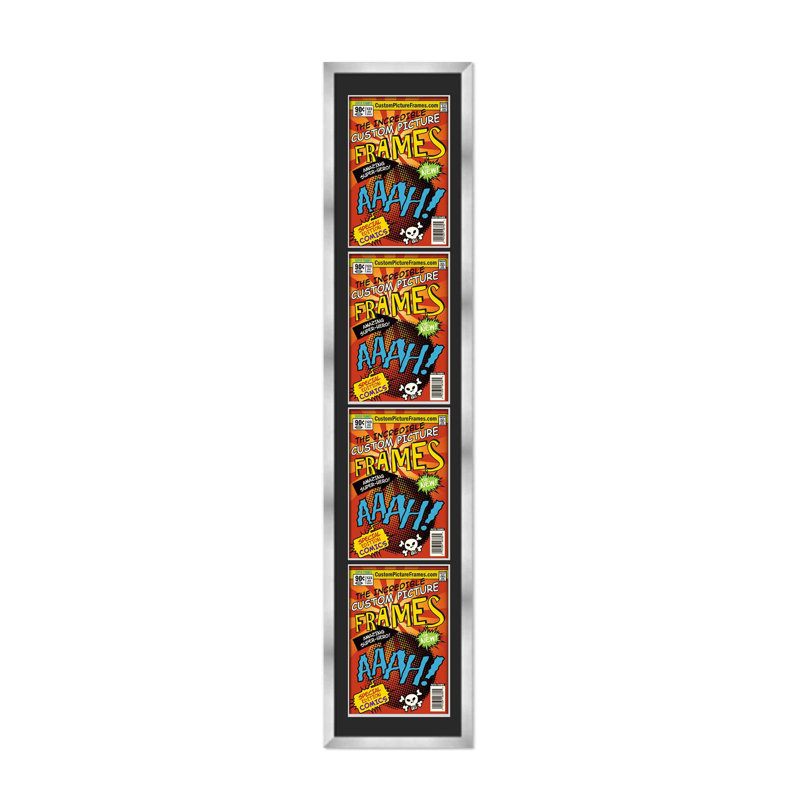 Wood Picture Frame with Mat, 7.25" x 10.5", Silver/Black