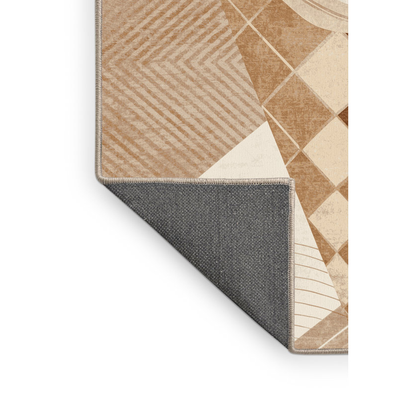 Tapis beige moelleux et moelleux à motif abstrait crème moderne, 6 X 9