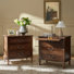 Kaybri Farmhouse 26'' W 3-Drawer Fluted Solid Wood End Table with Built-In Outlet and Pull-out Tray