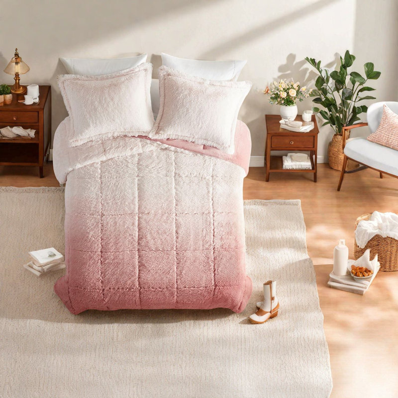 Ensembles de literie confortables à poils longs ombrés, polyester luxueux, confort moderne pour la maison