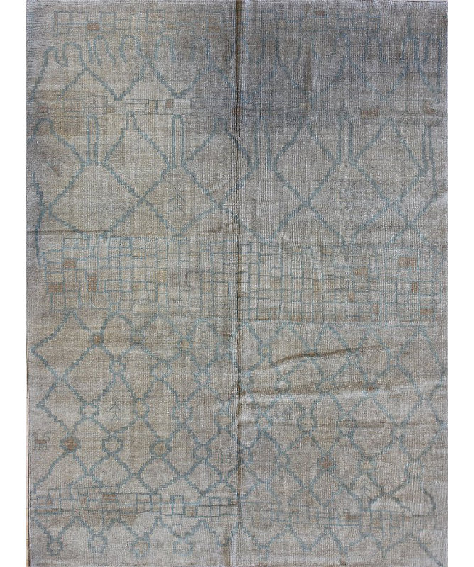 Tapis unique brun / chameau / bleu de 8 pi 2 po x 10 pi 9 po Berber