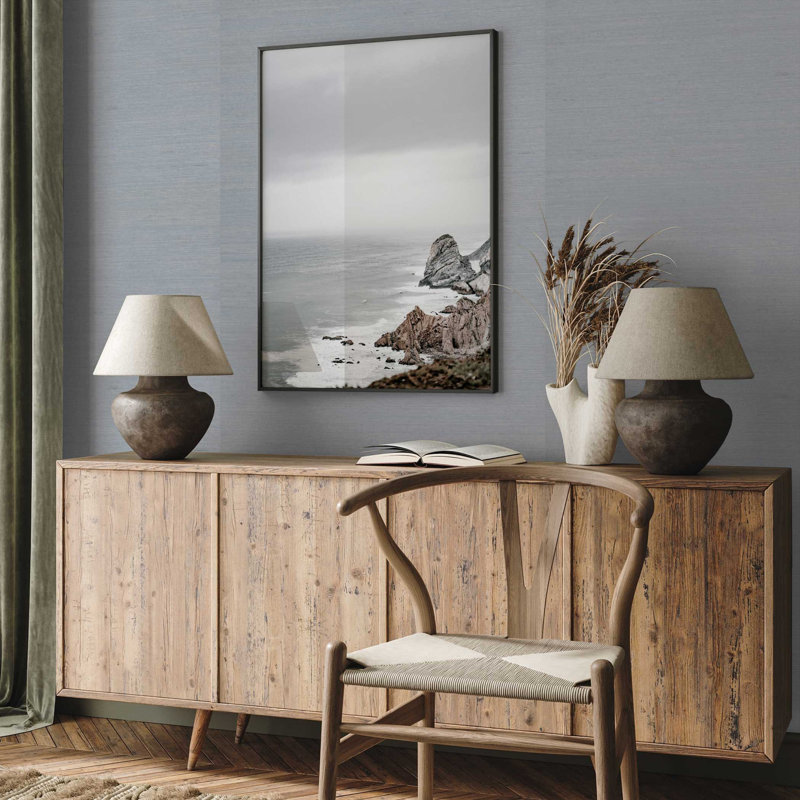 Hejran Sisal Authentic Grasscloth Wallpaper, Light Gray