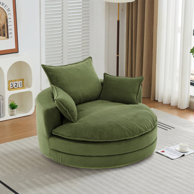 Lasean 57.5" Upholstered Swivel Barrel Chair