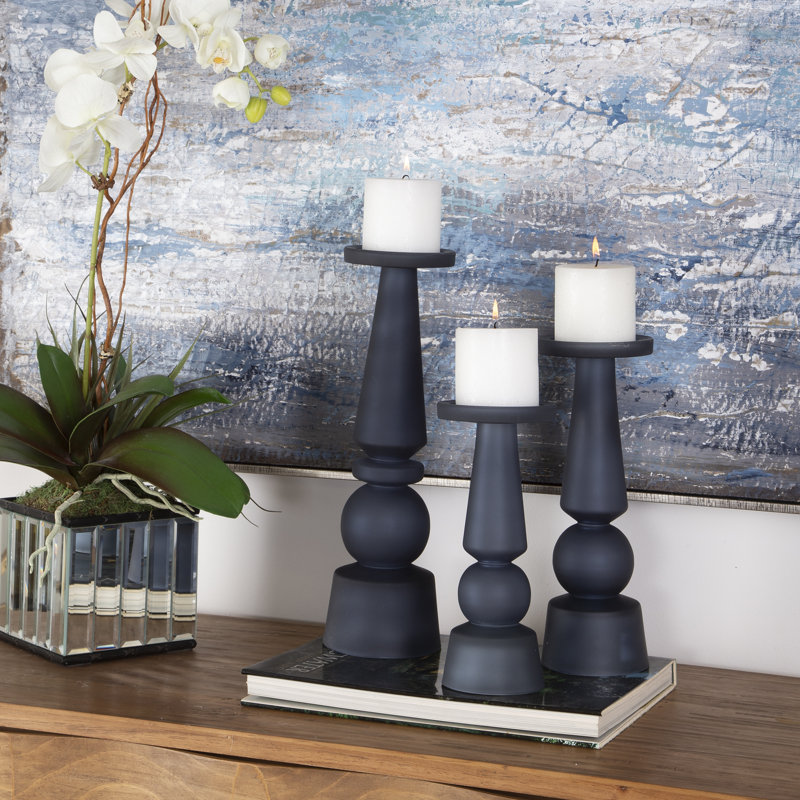 15'' H Glass Tabletop Candlestick with Candle Included