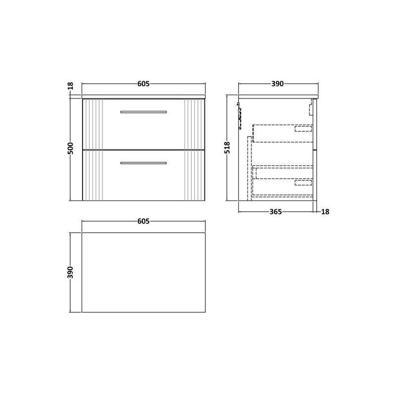 Deco 605cm Single Bathroom Vanity Base Only in Anthracite, Satin Anthracite