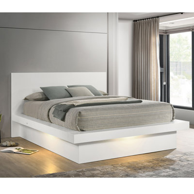 Tokyo Snow Wood Eastern LED Panel Bed