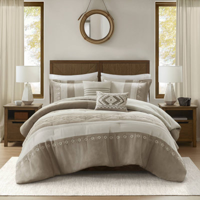 Sutherland Taupe Microsuede Soft 5-Piece King Comforter Set