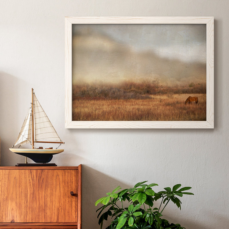 " Grazing At Sunset ", 28" H x 42" W x 1.5" D, White