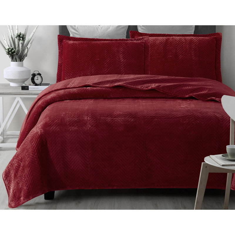 Ensemble de courtepointe 3 pièces Bianca, Simple, Rouge