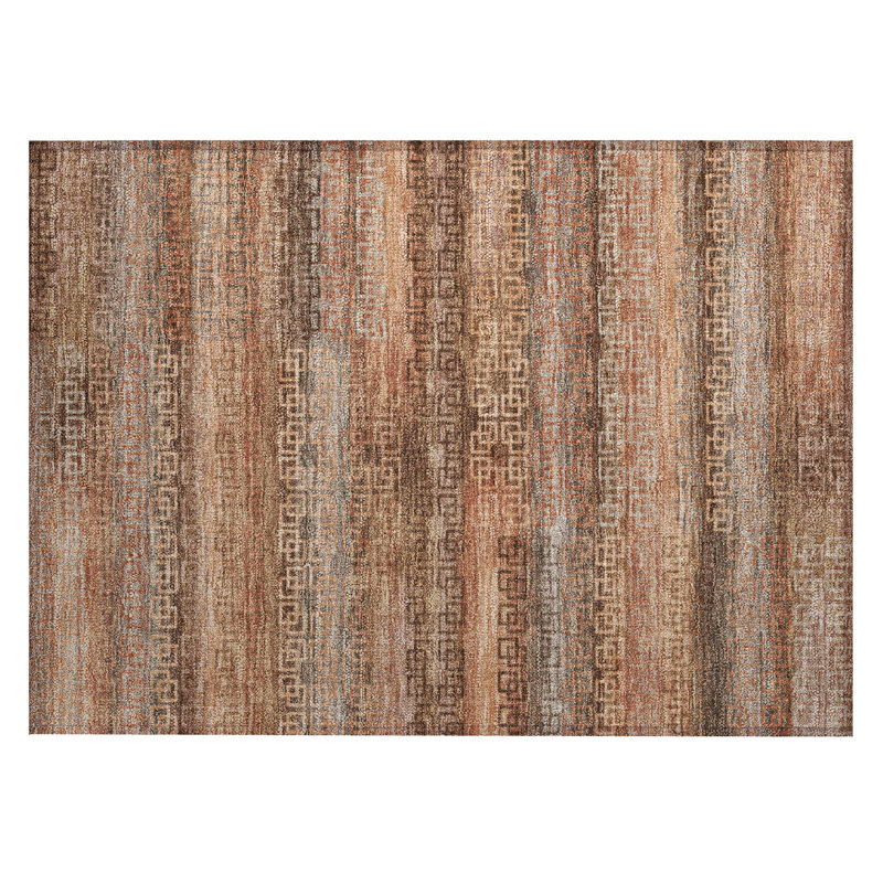 Machine Washable Indoor/Outdoor Xhevrie Copper Rug, Rectangle 1'8" x 2'6"